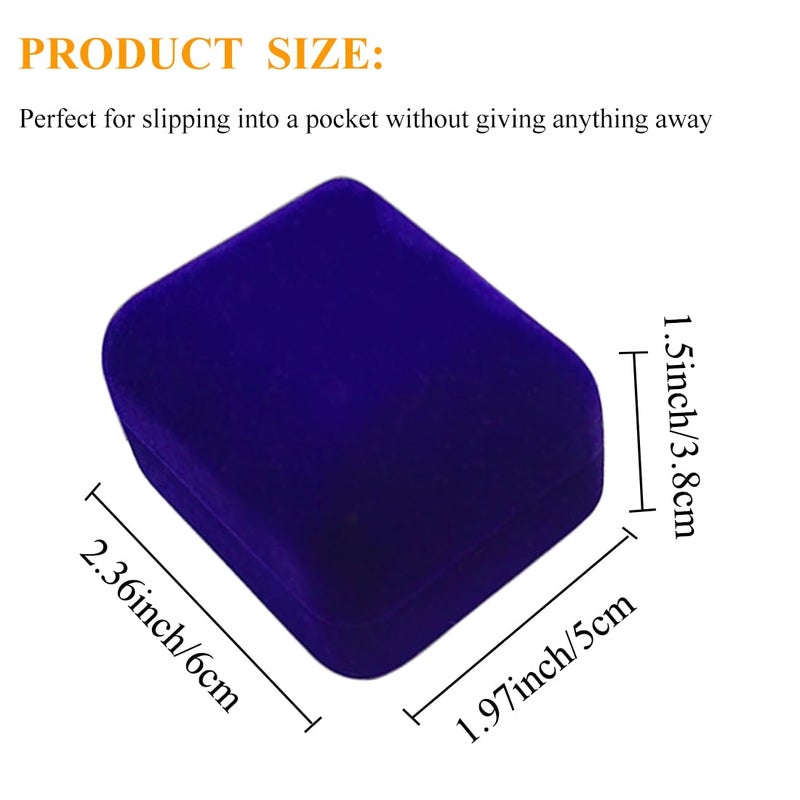 GBYAN Single Slot Velvet Ring Box for Engagement or Wedding with LED Light - Blue - Image 2